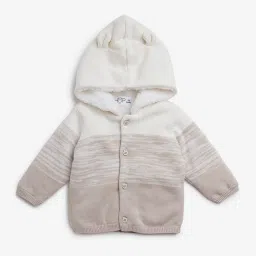 HOP Baby by Westside Taupe Stripe Printed Cotton Sweater image 1