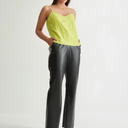 Cover Story Lime Yellow Embellished Spaghetti Top image 3