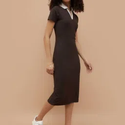 Ginger By Lifestyle Dark Brown Regular Fit Dress image 1