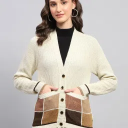 Monte Carlo Beige Self Design Cardigan image 1