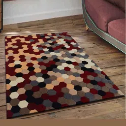Presto Red & Grey Wool Hand Tufted Carpet image 1