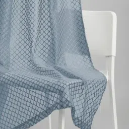 Haus & Kinder Blue Polyester Abstract Silver Mesh Rod Pocket 7 ft Door Curtain - Set of 2 image 5