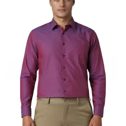 Louis Philippe Purple Cotton Slim Fit Printed Shirt image 1