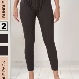 LUX Inferno Black Plain Thermal Leggings - Pack Of 2-image-6