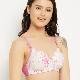 Clovia White & Pink Non Wired Padded T-Shirt Bra image 4