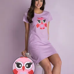 Clovia Purple Printed Night Dress image 1