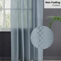 Haus & Kinder Blue Polyester Abstract Silver Mesh Rod Pocket 7 ft Door Curtain - Set of 2 image 3