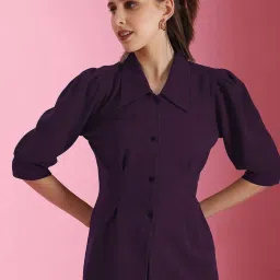 SELVIA Purple Plain Shirt image 1