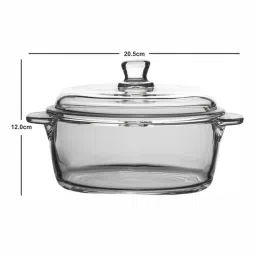 Goodhomes Transparent Glass Serving Bowl With Lid - Set of 1 image 3