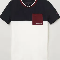 Tommy Hilfiger Boys White Cotton Colorblock T-Shirt image 1