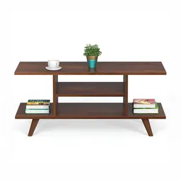 bluewud Brown Textured Wooden Rectangle Coffee Table image 2