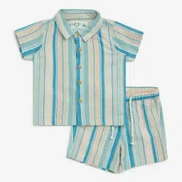 HOP Baby by Westside Multicolour Striped Cotton Shirt and Shorts Set-picture-28