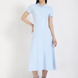 Tommy Hilfiger Blue Cotton Flare Fit Dress-picture-21