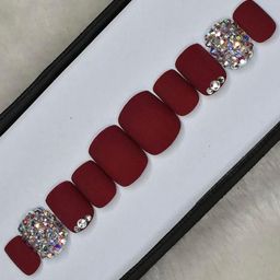 AMOK STORE Set Of 10 Reusable Artificial Press-On Nails - Maroon-picture-37