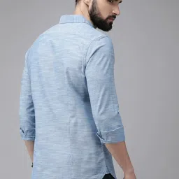 The Bear House Blue Self Design Shirt image 2