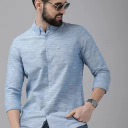 The Bear House Blue Self Design Shirt image 3