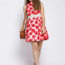 Sera White & Red Floral Print Dress image 4