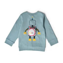 MiArcus Kids Blue Cotton Printed Full Sleeves Sweatshirt Set image 3