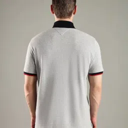 TOMMY HILFIGER Grey Solid Regular Fit Cotton Polo T-Shirt image 2