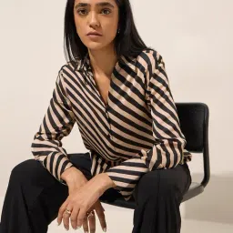 Wardrobe by Westside Beige Stripe Printed Shirt-picture-32