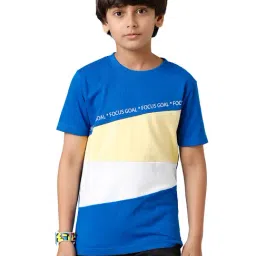 Under Fourteen Only Kids Blue Color Block T-Shirt-picture-36