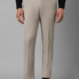 Louis Philippe Mid Beige Slim Fit Trousers-image-47