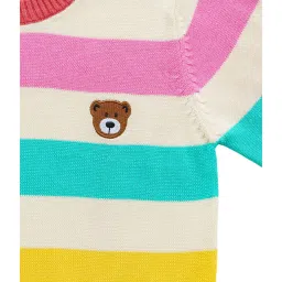 H by Hamleys Infants Girls Off White Striped Full Sleeves Sweater image 3