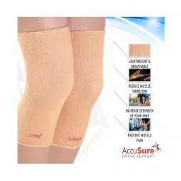AccuSure Knee Cap Pair(Relieves Pain, Support, Uniform Compression) Size M (Beige) image 2