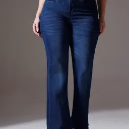 Miss Chase A+ Blue Denim Solid High Rise Jeans-picture-46