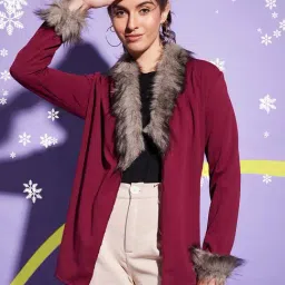 BUYNEWTREND Maroon Plain Shrug-picture-12