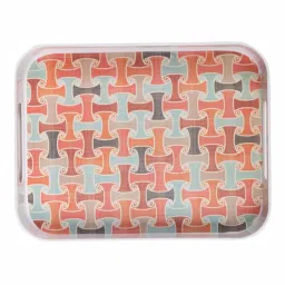 Goodhomes Red & Blue Melamine Square Serving Tray - Set of 1 image 2