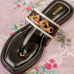 Rocia by Regal Women's Black T-Strap Sandals-picture-29