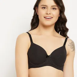Clovia Black Under Wired Padded T-Shirt Bra image 1