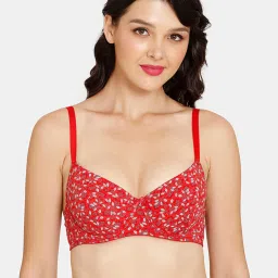 Rosaline by Zivame Red Printed Half Coverage T-Shirt Bra image 1