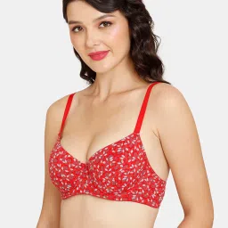 Rosaline by Zivame Red Printed Half Coverage T-Shirt Bra image 3