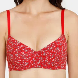 Rosaline by Zivame Red Printed Half Coverage T-Shirt Bra image 4