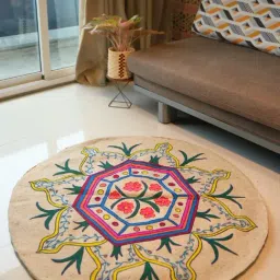 Swadeh Multicolor Wool Woven Floral Archway Round Rug-image-17