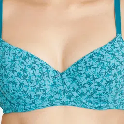 Rosaline by Zivame Blue Printed Half Coverage T-Shirt Bra image 4