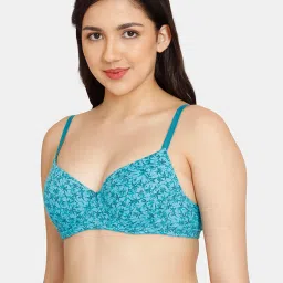 Rosaline by Zivame Blue Printed Half Coverage T-Shirt Bra image 3