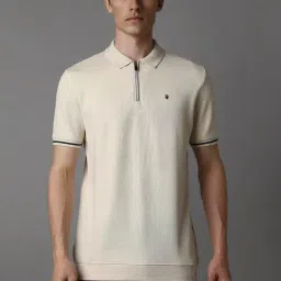Louis Philippe Beige Cotton Slim Fit Polo T-Shirt-picture-16