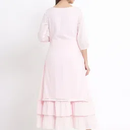 Juniper Pink Cotton Embroidered Layered Maxi Dress With Dori Tassels image 2