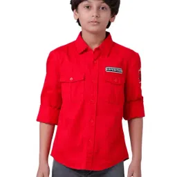 Under Fourteen Only Kids Red Solid Full Sleeves Shirt-picture-22