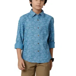 Under Fourteen Only Kids Blue Printed Full Sleeves Shirt-picture-37