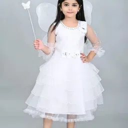 Samjho Fashion Girls Net Fit & Flare Round Neck Dress-picture-50