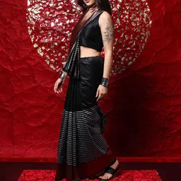 Ishin Striped Zari Saree-image-14