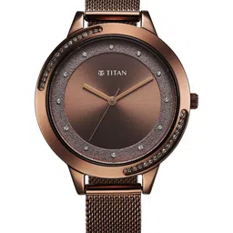 Titan Women Brass Dial & Stainless Steel Bracelet Style Straps Analogue Watch 2764QM01-image-39