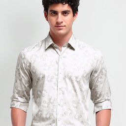Arrow New York Men Comfort Spread Collar Floral Printed Cotton Slim Fit Formal Shirt-picture-49