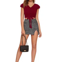 DHRUVIL IMPEX Women V-Neck Flutter Sleeves Crop Top image 3