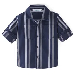 INFINITY Full Sleeves Indigo Striped Full Sleeves Shirt - Navy Blue & Grey-picture-26