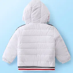 Babyhug Woven Full Sleeves Hoodie With Alphabet Patch- White image 2